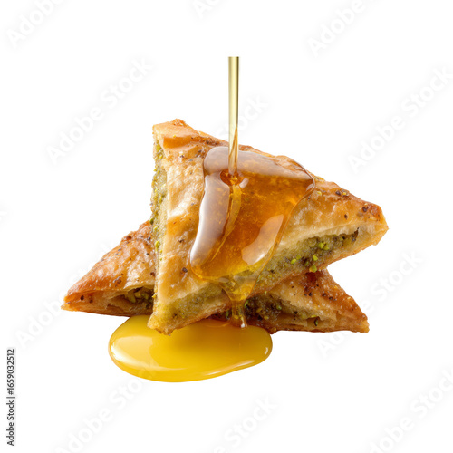 Delicious Pistachio Baklava Drizzled with Honey
