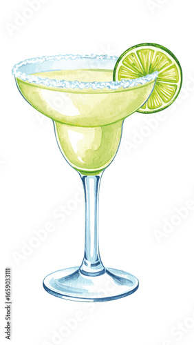 Watercolor Margarita Cocktail Illustration