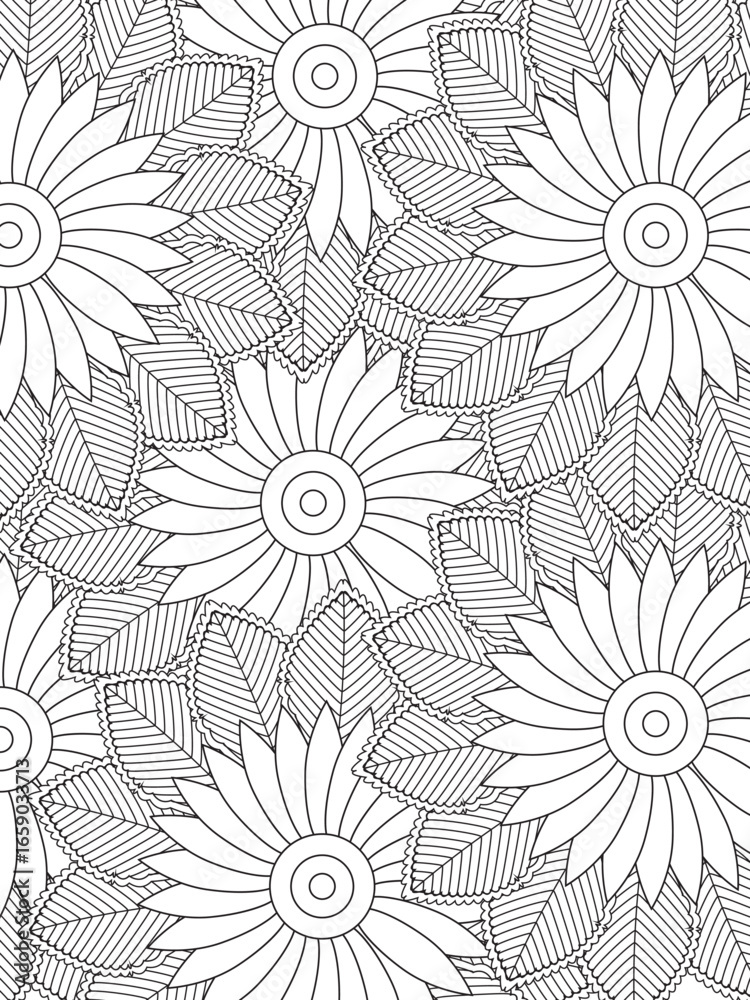 Fototapeta premium PrintFlowers Coloring Pages For Adules