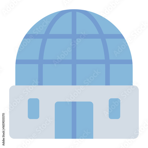 planetarium dome flat icon for space and astronomy shows in museum
