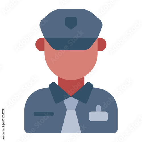security flat icon showing guard ensuring safety in museum premises