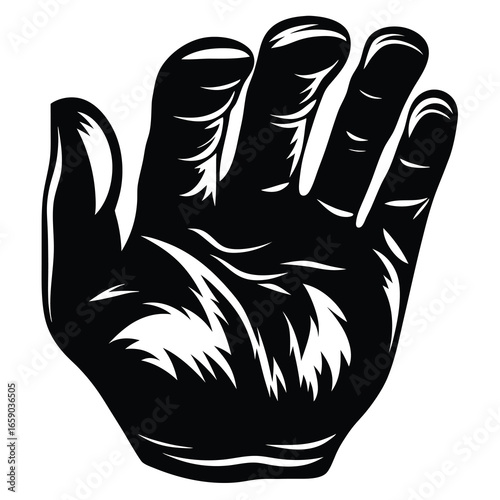 Stylized Black and White Hand Illustration Depicting Rough Texture and Bold Outlines