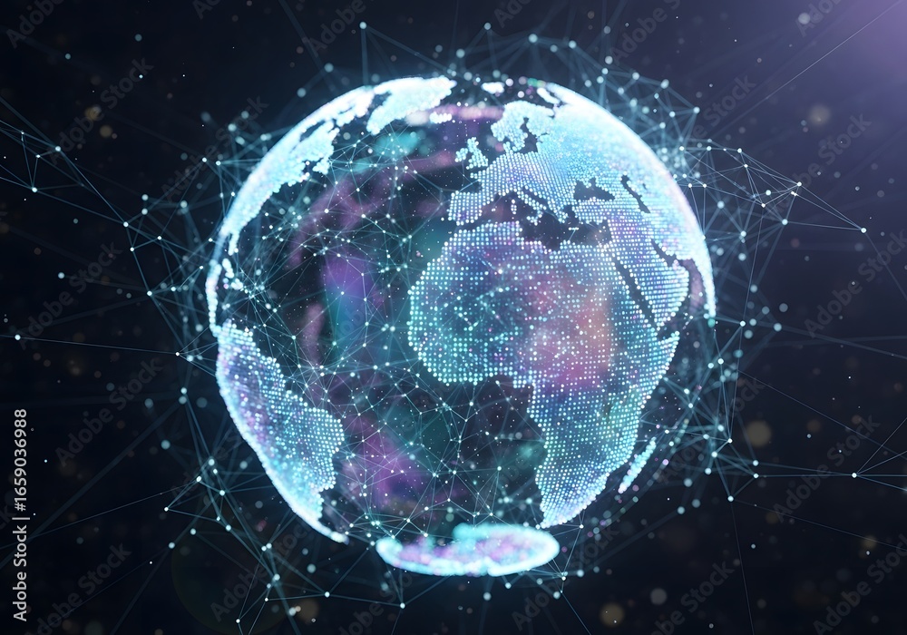 Obraz premium Global Network Connecting World Data and Communication