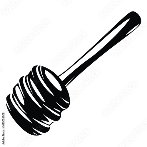 Illustration of a black and white Honey Dipper for spreading honey