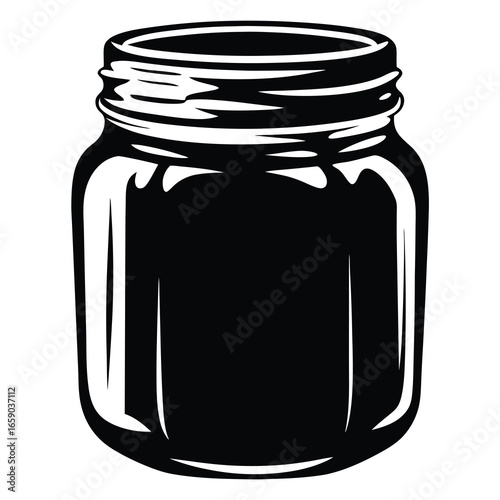 Monochromatic illustration of a canning jar with a screwon lid design