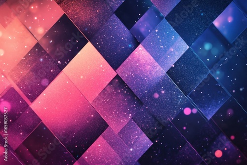 Abstract Colorful Background with Glowing Particles and Shapes