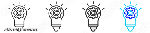Lean Management Icon Set Collection in Creative Outline Style for Business Continuous Improvement Process Efficiency Quality Control and Kaizen Productivity