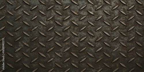 Seamless rusty gray diamond plate metallic iron floor texture