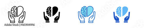 Brain And Heart  Icon Set Multiple Style Collection
