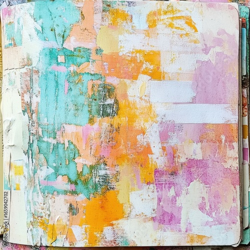 Abstract Colorful Background with Texture and Brush Strokes