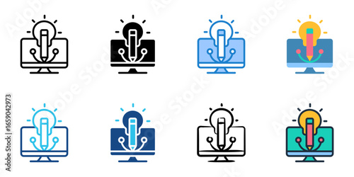 Instructional Design icon set multiple style collection 

