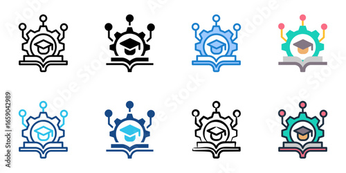 Education Technology icon set multiple style collection 
