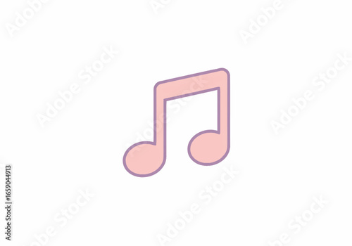 Pink Eighth Note Music Icon with Purple Outline.