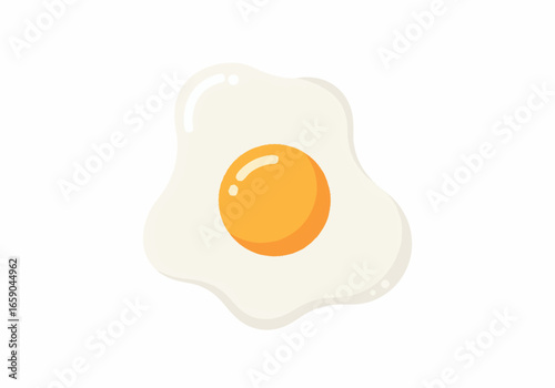 Single Fried Egg with Sunny-Side Up Yolk.