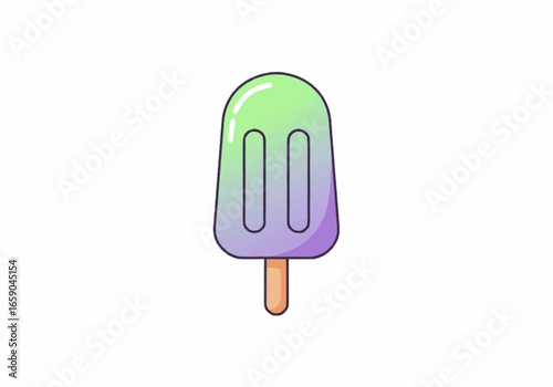 Green and Purple Gradient Popsicle Illustration.