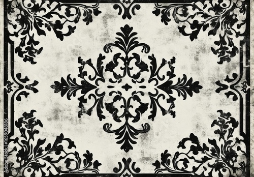 Ornamental Design, Vintage Style with Floral Elements and Textured Background