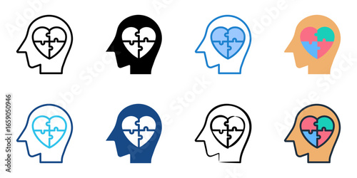 Psychiatry icon set multiple style collection 
