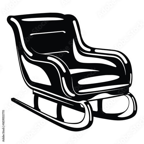Monochrome vector image of a traditional sleigh for winter fun, a classic design