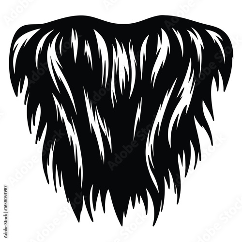 Detailed monochrome vector illustration of a hipster beard and mustache