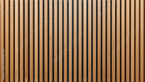 A brown wooden slatted wall or fence with vertical lines