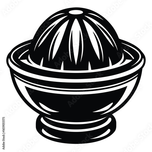 Monochrome Lemon Juicer Depiction with Striking Black and White Contrast Design