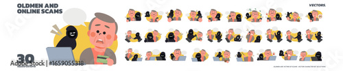 Elderly Man and Scammer Vector Character 30 Ac