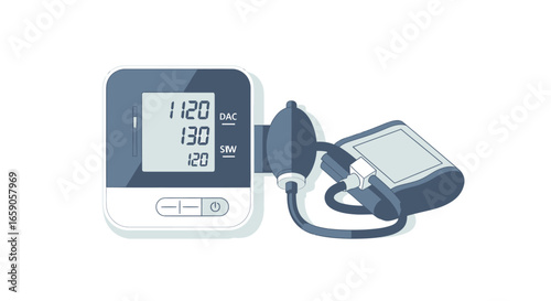 Flat Style Blood Pressure Monitor Device Medical Equipment Illustration
