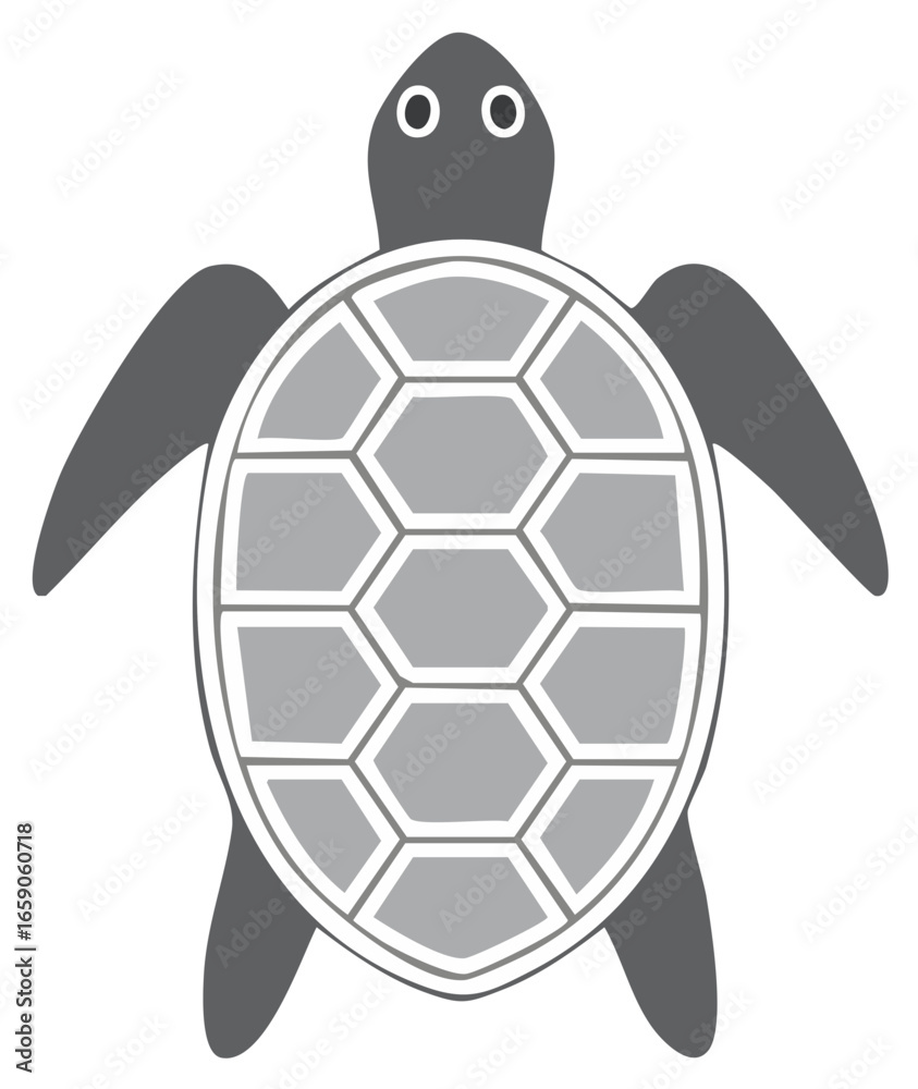 Obraz premium Simple Gray Turtle Vector Illustration with Shell Pattern for Ocean and Wildlife Concepts