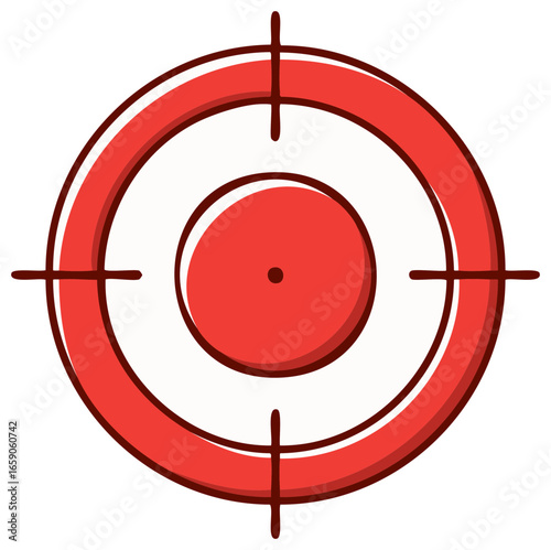 Hand drawn red bullseye target with crosshairs for aiming at a goal or objective.