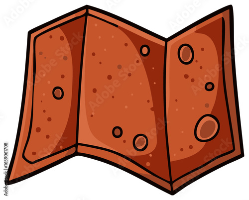 Vintage Paper Map Folded for Navigation and Travel Planning Cartoon Style