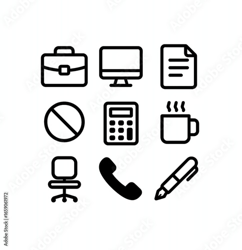 document icons set black and white