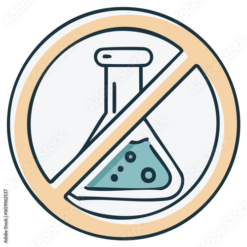 No chemicals symbol with laboratory flask and prohibition sign