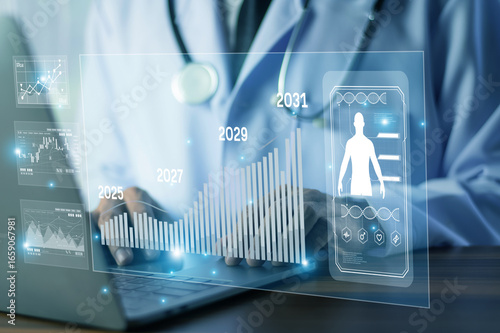 Canvas Print Doctors apply AI and Artificial intelligence for digital health analysis, optimi