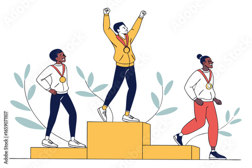 winners on podium