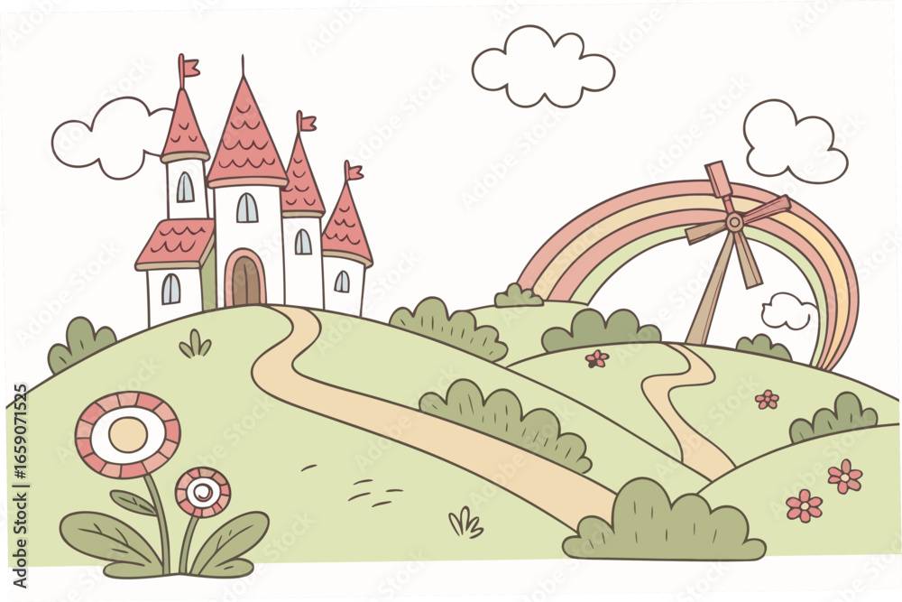 Naklejka premium landscape with castle