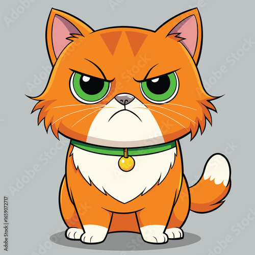 Vector illustration of an angry cat with fur bristled and narrowed eyes, expressing frustration and annoyance.
