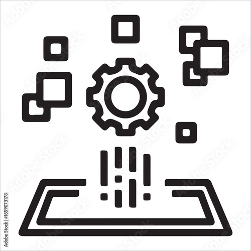 Digitalization Platform Icon – Business Transformation, Online Technology, Digital Solutions (EPS 10, Vector)
