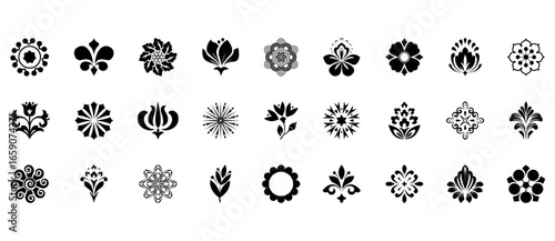 Flower icons set. Isolated elements for design. Vector graphics.