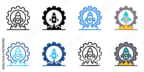 Aerospace Engineering icon set multiple style collection 
