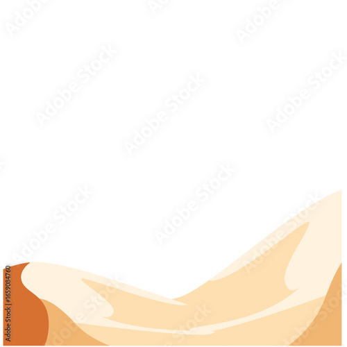 "Flat 2D illustration of small desert sand dunes in minimal vector style, ideal for geology, arid environment, outdoor backgrounds, or landscape design."