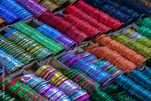 Abstract Colorful Indian Bangles, Indian traditional bracelets. background.