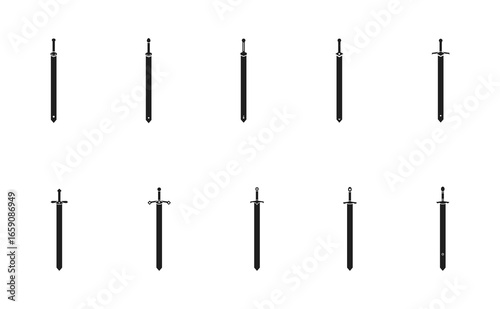 collection of sword symbols with different sword hilts