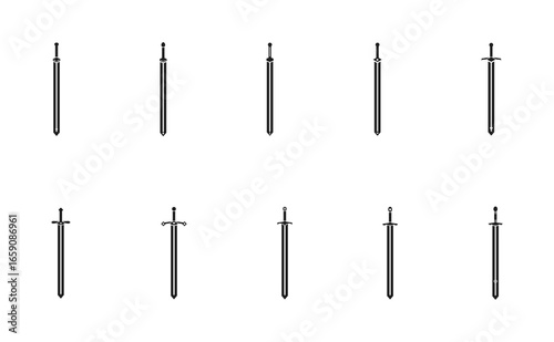 collection of sword symbols with different sword hilts