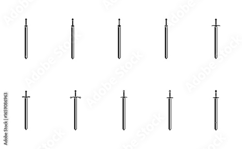 collection of sword symbols with different sword hilts