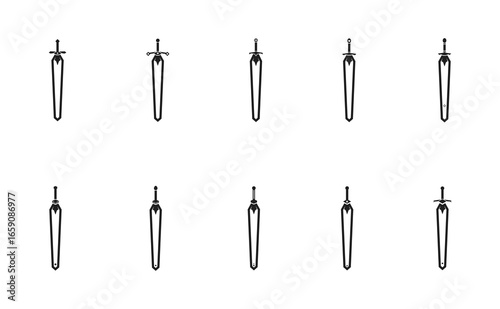 collection of sword symbols with different sword hilts