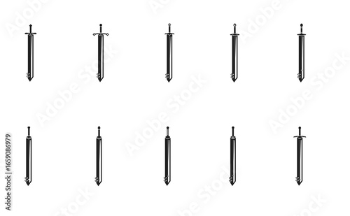 collection of sword symbols with different sword hilts