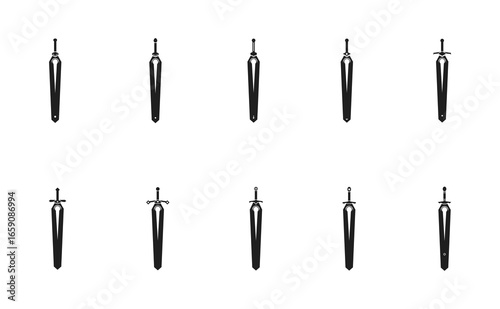 collection of sword symbols with different sword hilts