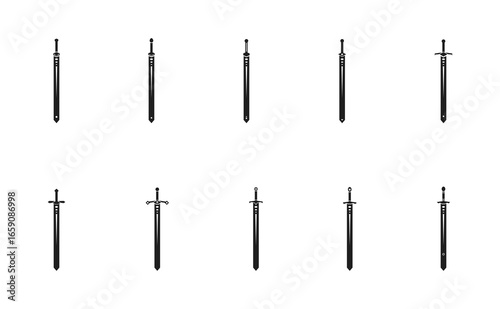 collection of sword symbols with different sword hilts