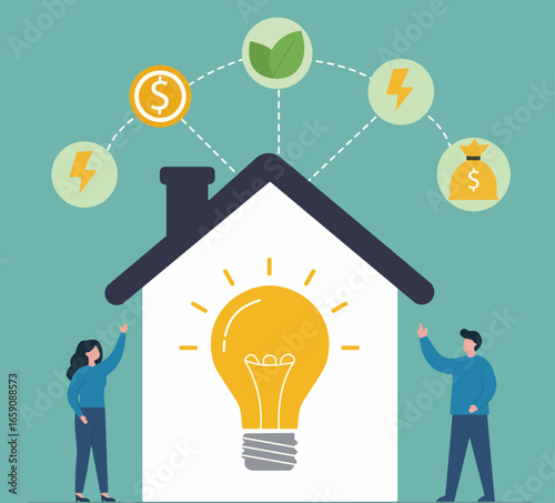 A couple considers smart home ideas for energy efficiency, balancing cost savings with sustainable, eco-friendly living