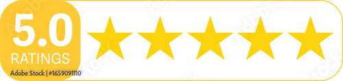 Five golden stars and a rating of 5.0 indicate top quality